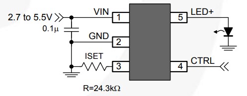 Application Circuit Diagram - onsemi / Fairchild FAN5646 Programmable Indicator Soft LED Blinker